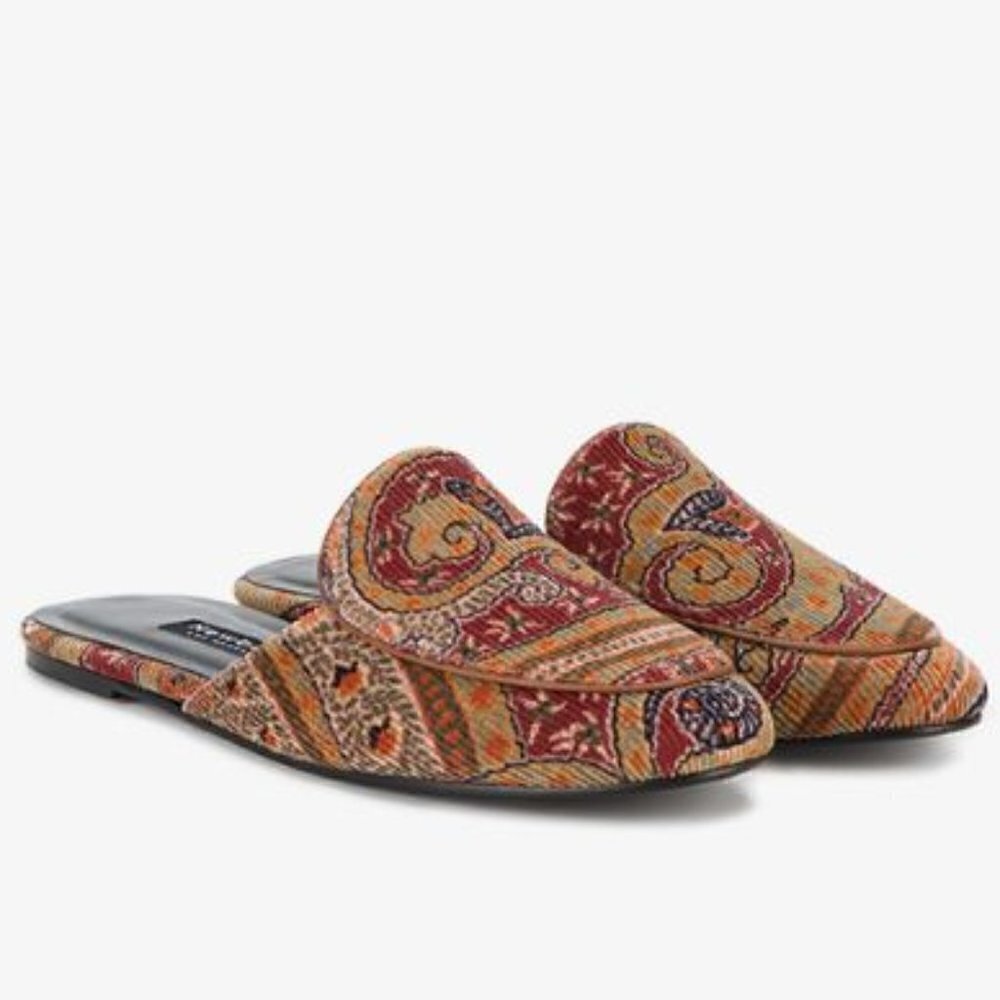Newbark Los Angeles Paisley Liza Mules Womans Velvet Mule Slippers Size 8‎